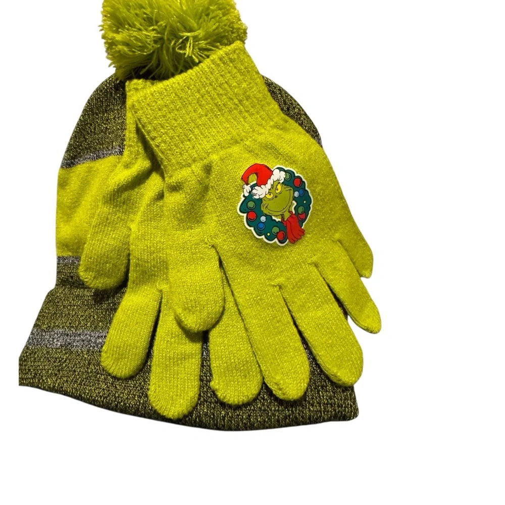 NWT Bioworld Kids Grinch Hat & Gloves Set‎ Officially Licensed Christmas Holiday